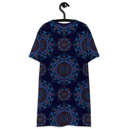 T-shirt dress - FOREVERMORE purple - Romantic flower and heart print