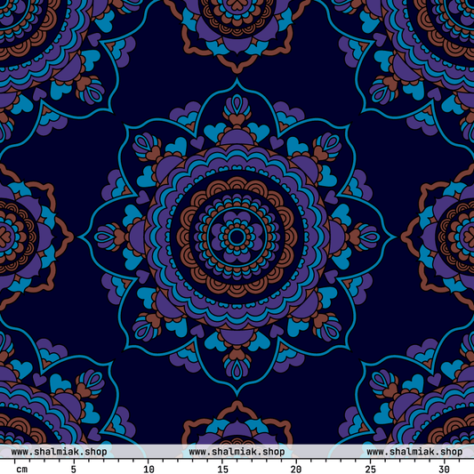 Fabric - FOREVERMORE purple - Romantic flower and heart print
