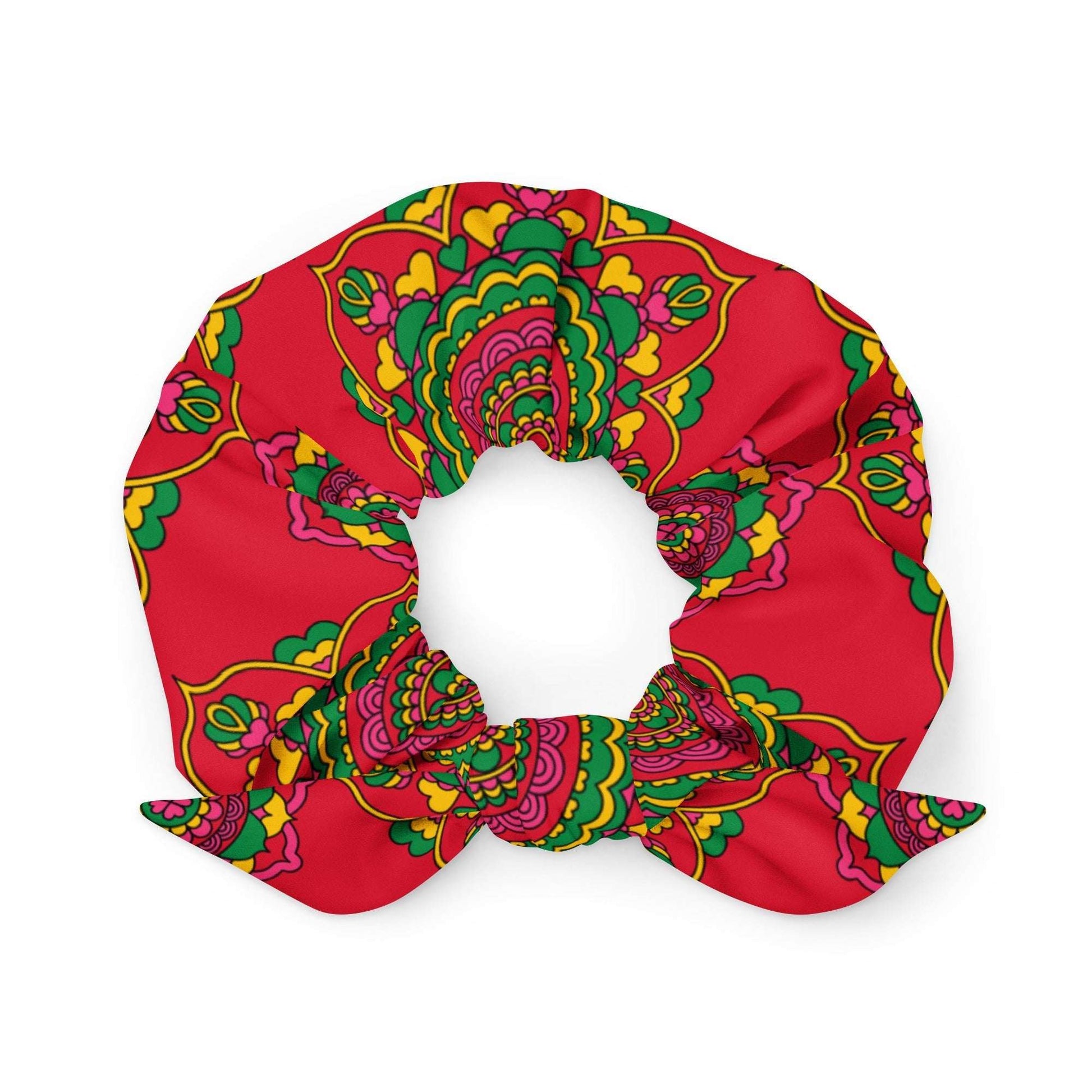 Scrunchie - FOREVERMORE red - Romantic flower and heart print Default Title