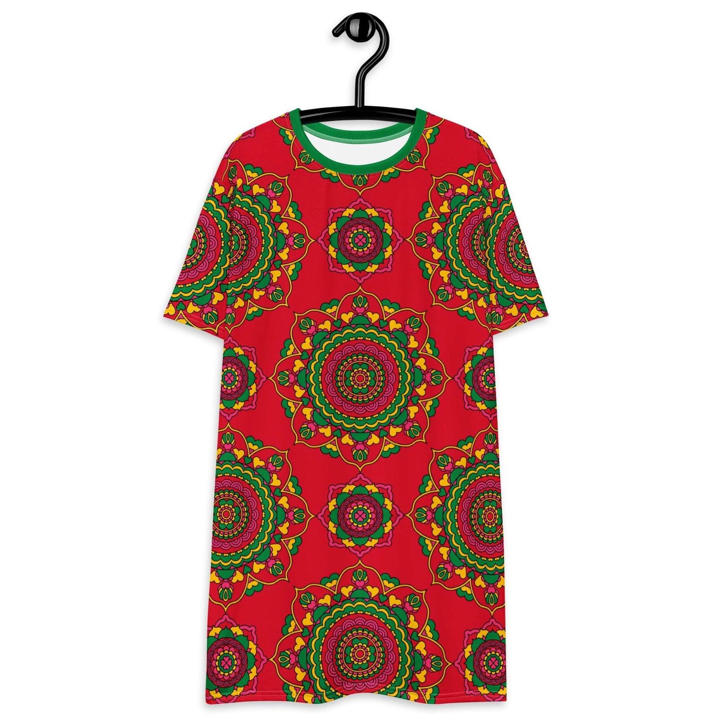 T-Shirt Dress - FOREVERMORE red - Romantic Flowers and Hearts