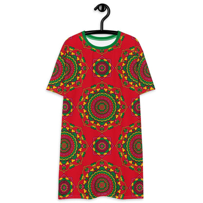 T-Shirt Dress - FOREVERMORE red - Romantic Flowers and Hearts