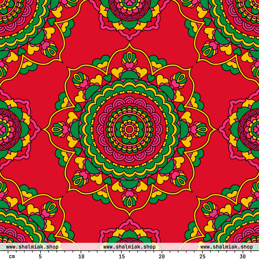 Fabric - FOREVERMORE red - Romantic flower and heart print