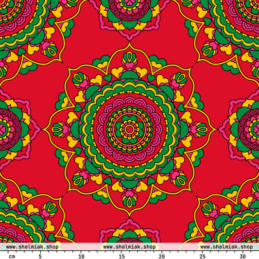 Fabric - FOREVERMORE red - Romantic flower and heart print