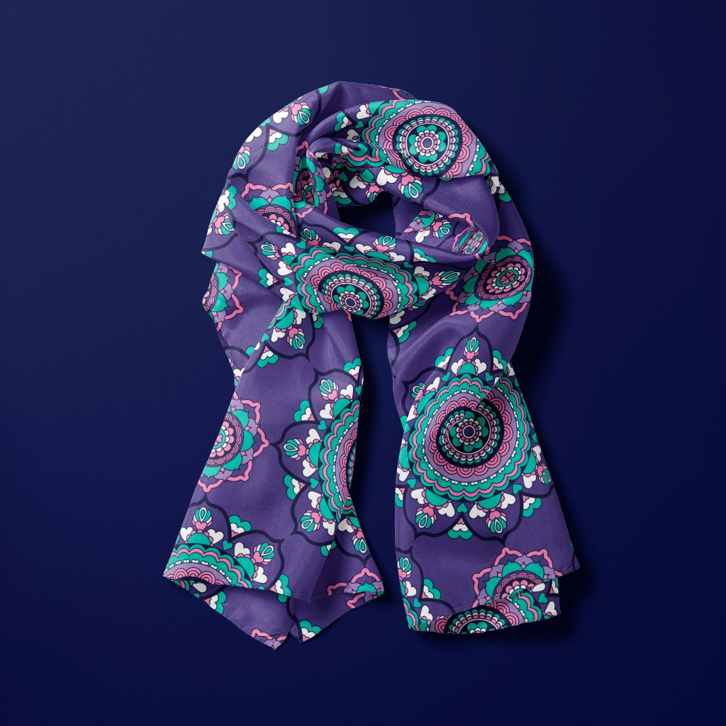 Scarf - FOREVERMORE summer violet - Romantic flower and heart print