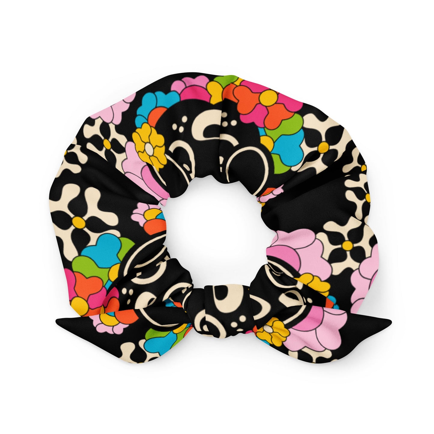 Scrunchie - FUNKYPUP black - Cute dogs and flowers print Default Title