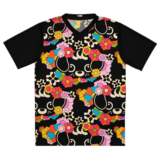 Sports Jersey - FUNKYPUP black - Cute dogs and flowers print 6XL