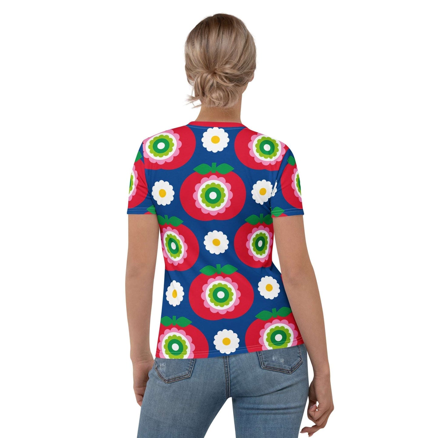 Woman's T-Shirt - GRAND APPLE blue - Bold Apples & Flowers