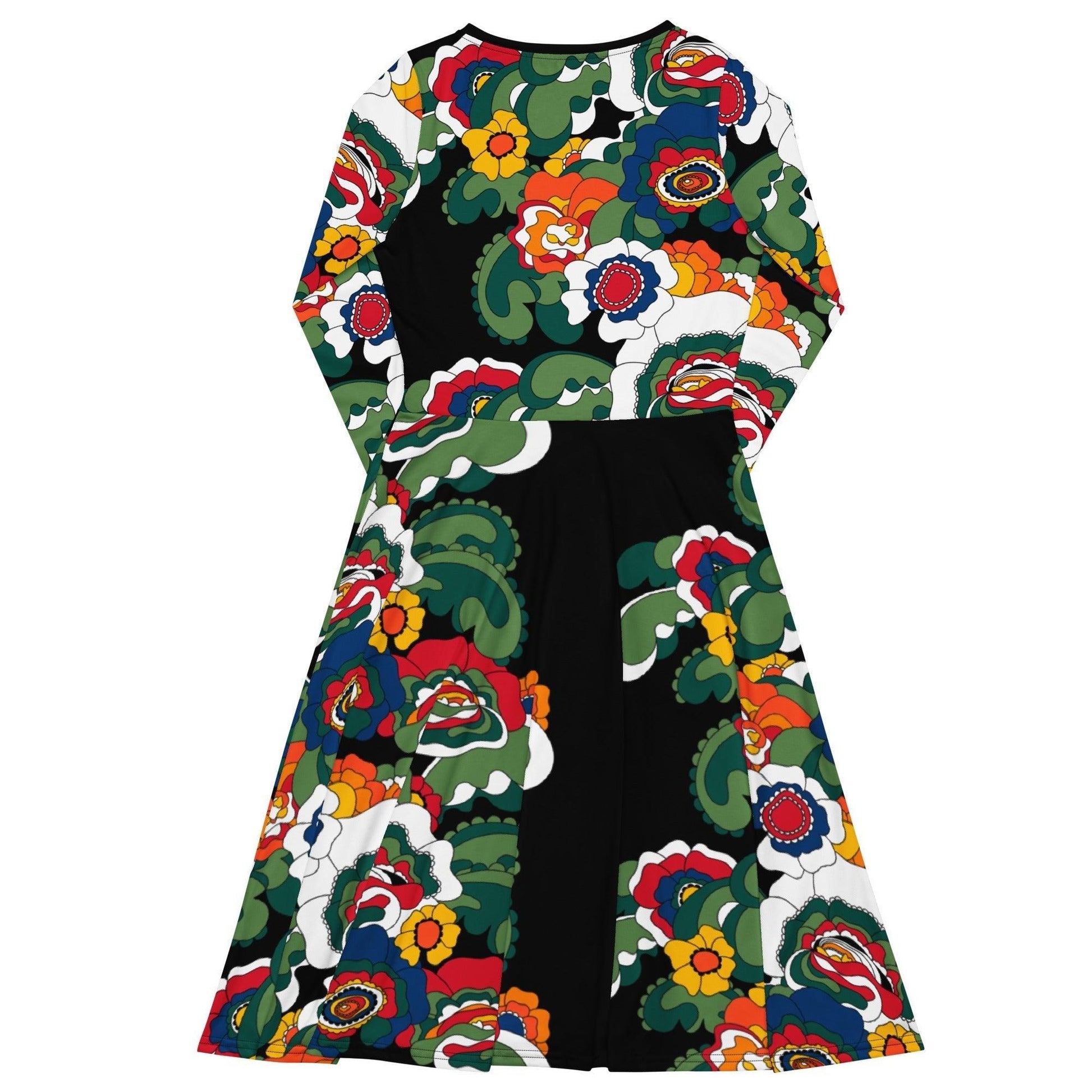 Midi dress - GROOVY KURBITS black - Folk floral print