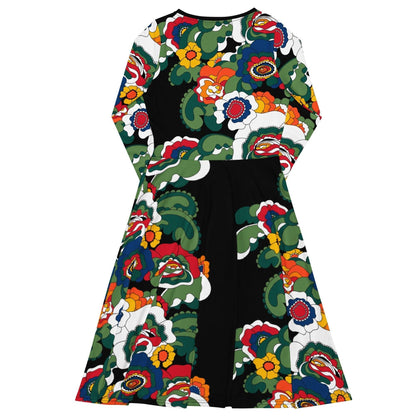 Midi dress - GROOVY KURBITS black - Folk floral print