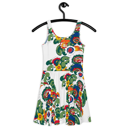 Skater dress - GROOVY KURBITS white - Folk floral print