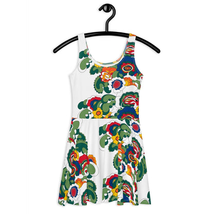 Skater dress - GROOVY KURBITS white - Folk floral print 3XL