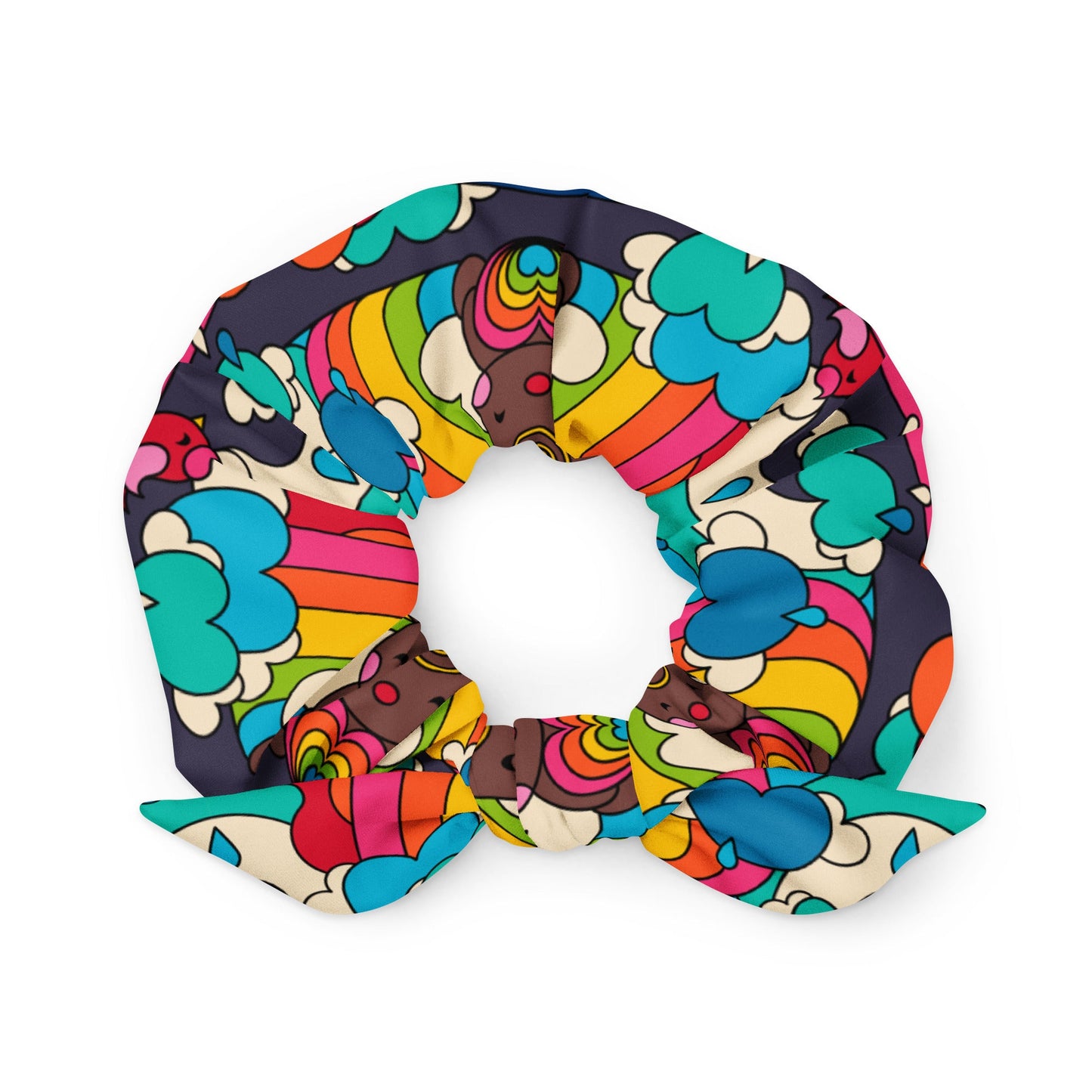 Scrunchie - HAPPY RAINDEAR - Reindeer and rainbows print Default Title