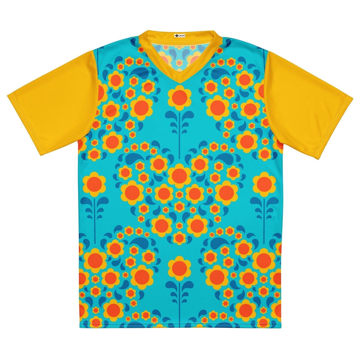 Sports Jersey - HEARTBEAT orange blue - Flower hearts print 6XL