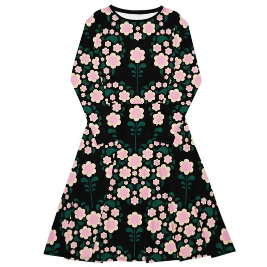 Midi Dress - HEARTBEAT pink black