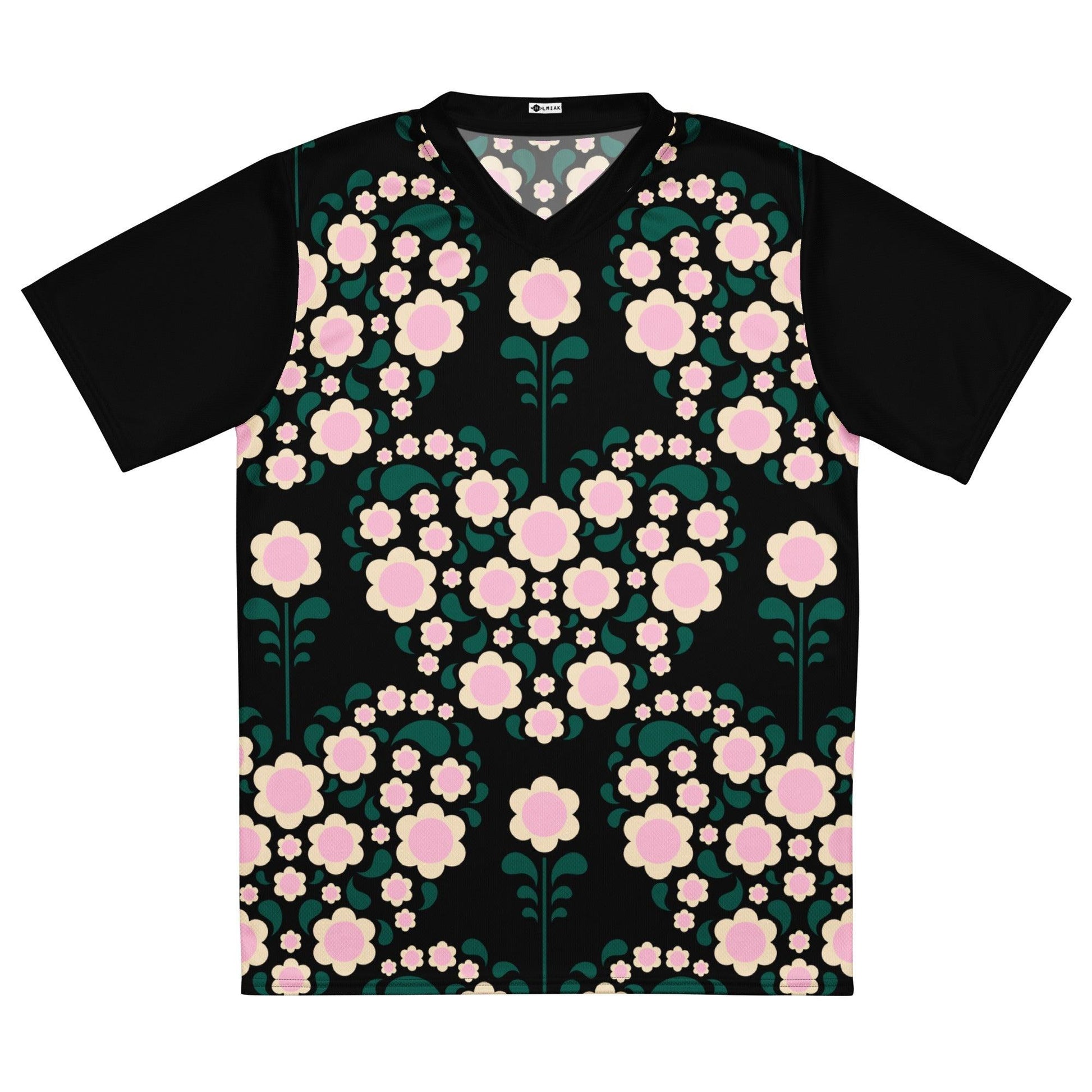 Sports Jersey - HEARTBEAT pink black - Flower hearts print 6XL