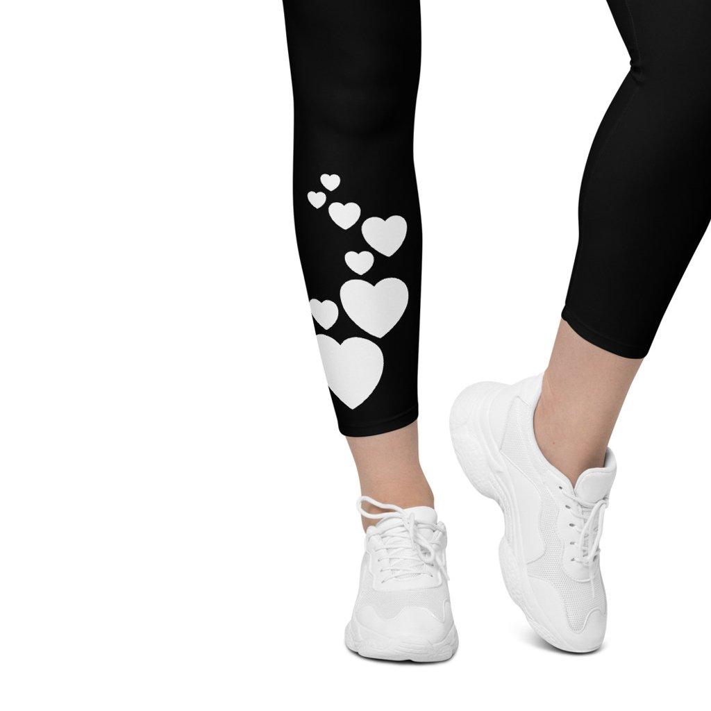 Leggings with pockets - SMALL HEARTS bw - Small hearts print