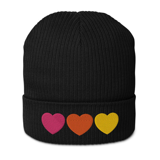Beanie - HEARTS pink orange yellow