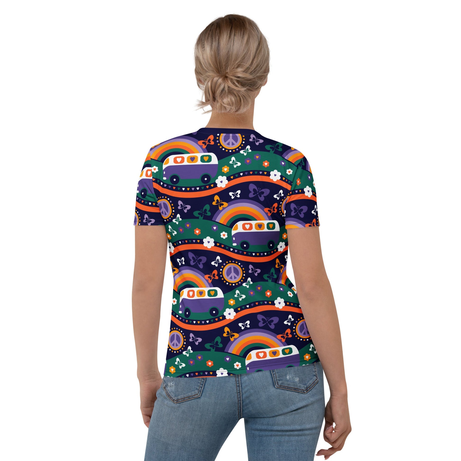 Woman's t-shirt - HIPPIE DAY purple - Colorful hippie print