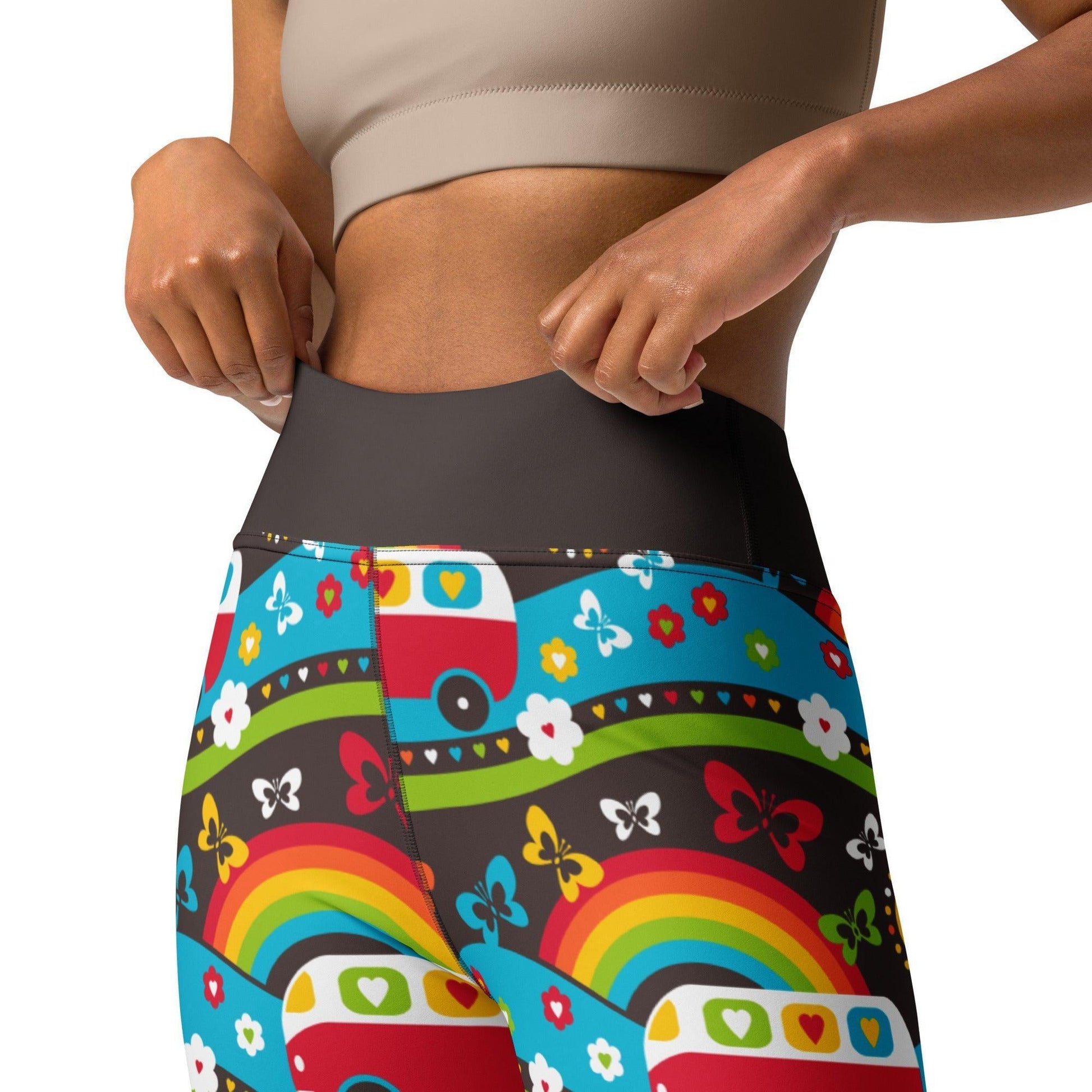 Yoga leggings -2- HIPPIE DAY rainbow - Colorful hippie print