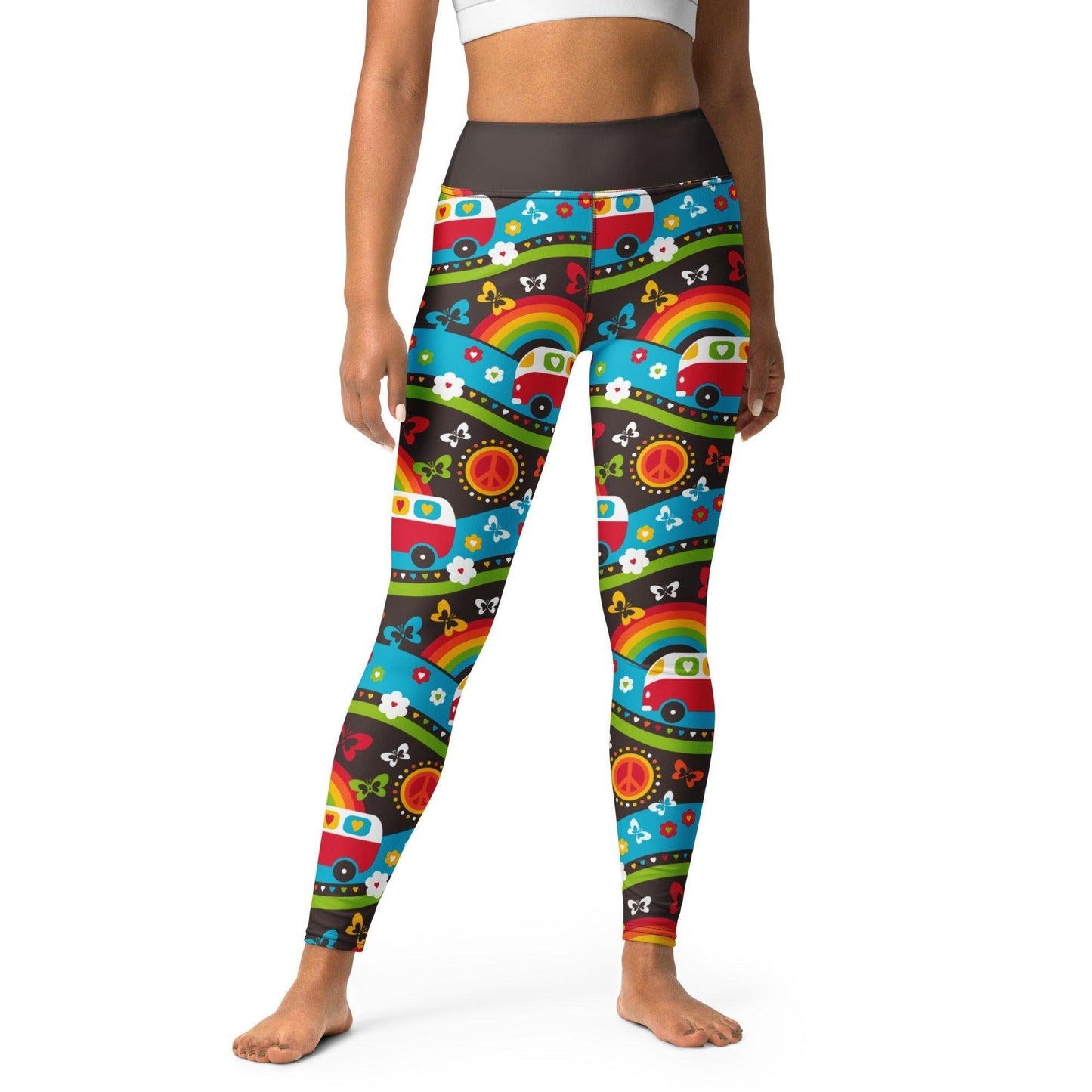 Yoga leggings -2- HIPPIE DAY rainbow - Colorful hippie print XL