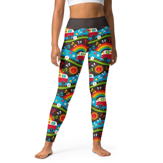 Yoga leggings -2- HIPPIE DAY rainbow - Colorful hippie print XL