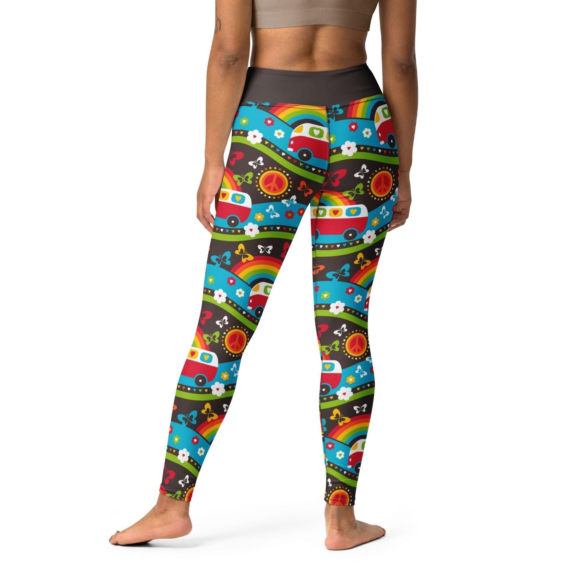 Yoga leggings -2- HIPPIE DAY rainbow - Colorful hippie print