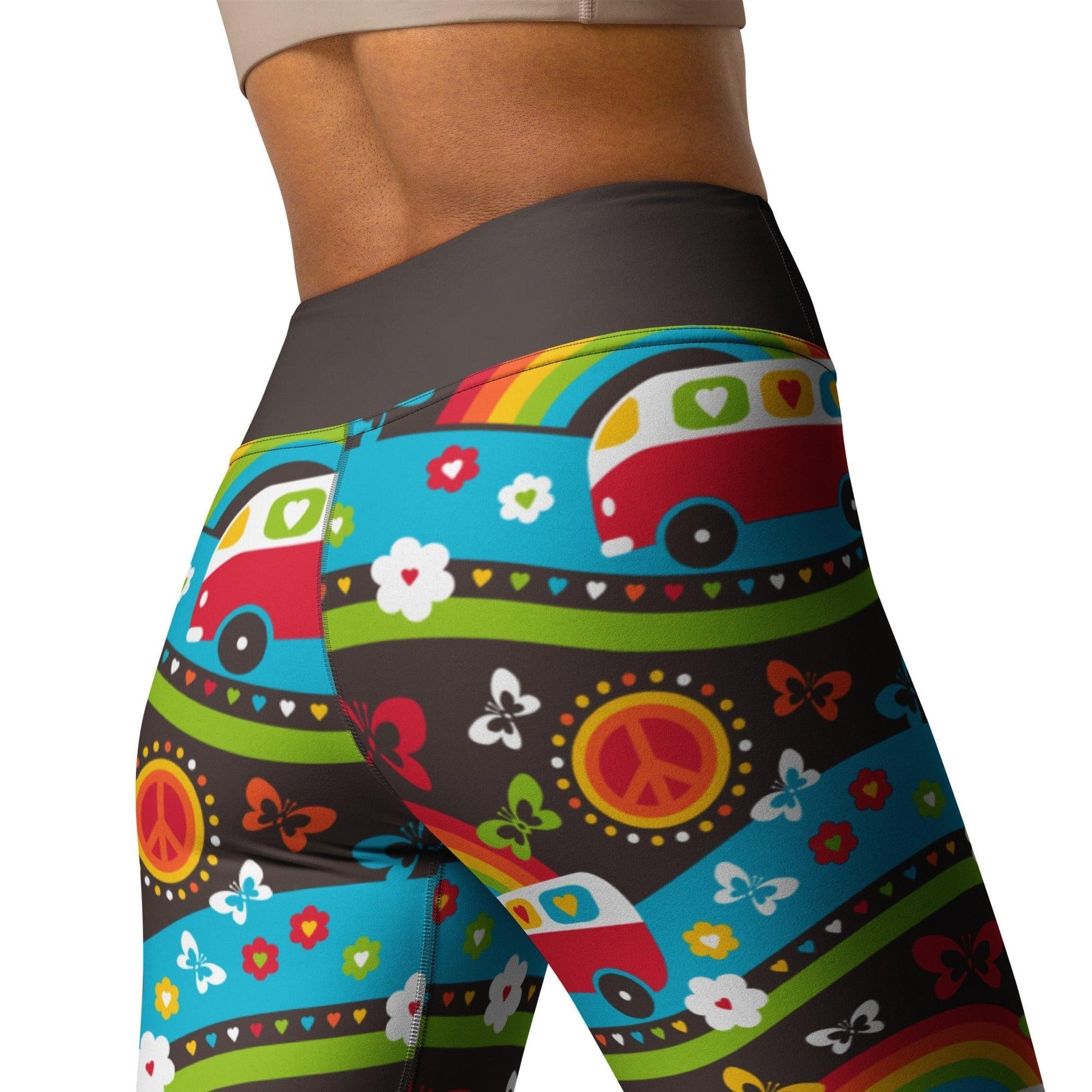 Yoga leggings -2- HIPPIE DAY rainbow - Colorful hippie print