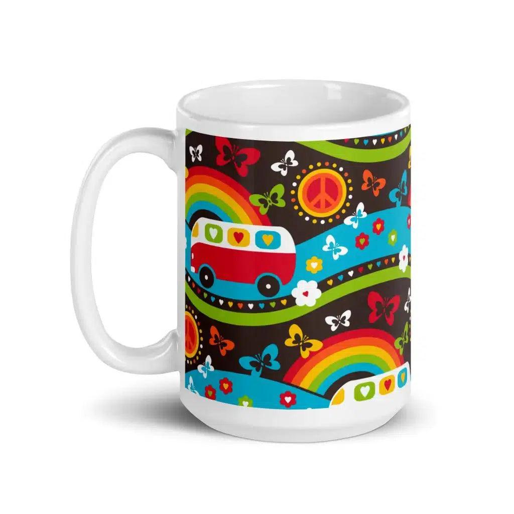 Mug - HIPPIE DAY rainbow - Colorful hippie print