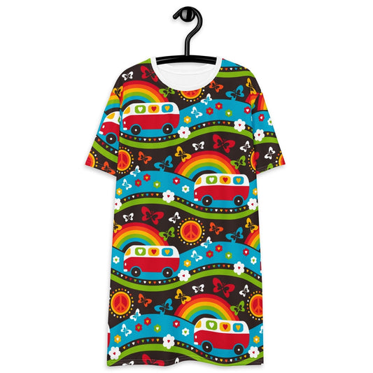 T-shirt dress - HIPPIE DAY rainbow - Colorful hippie print 6XL
