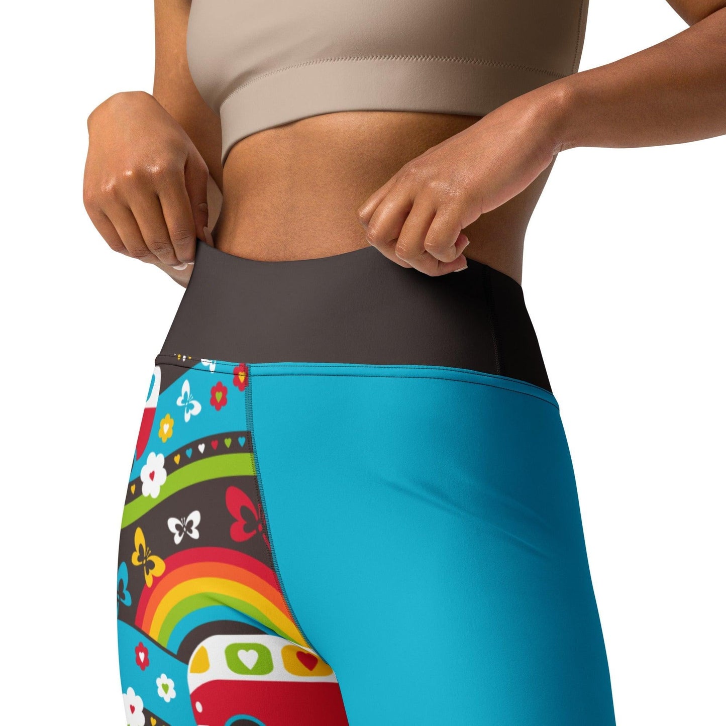 Yoga leggings - HIPPIE DAY rainbow - Colorful hippie print