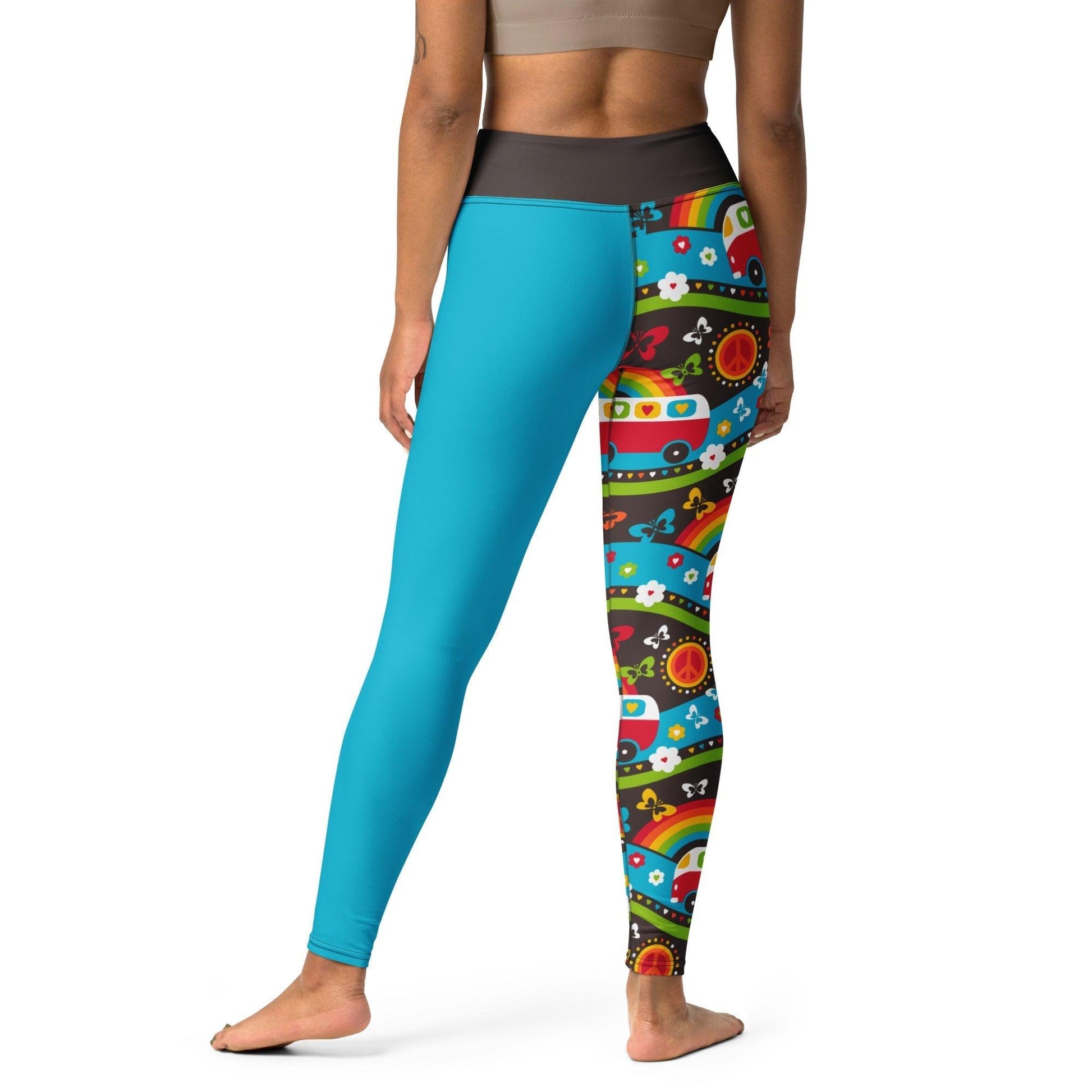 Yoga leggings - HIPPIE DAY rainbow - Colorful hippie print