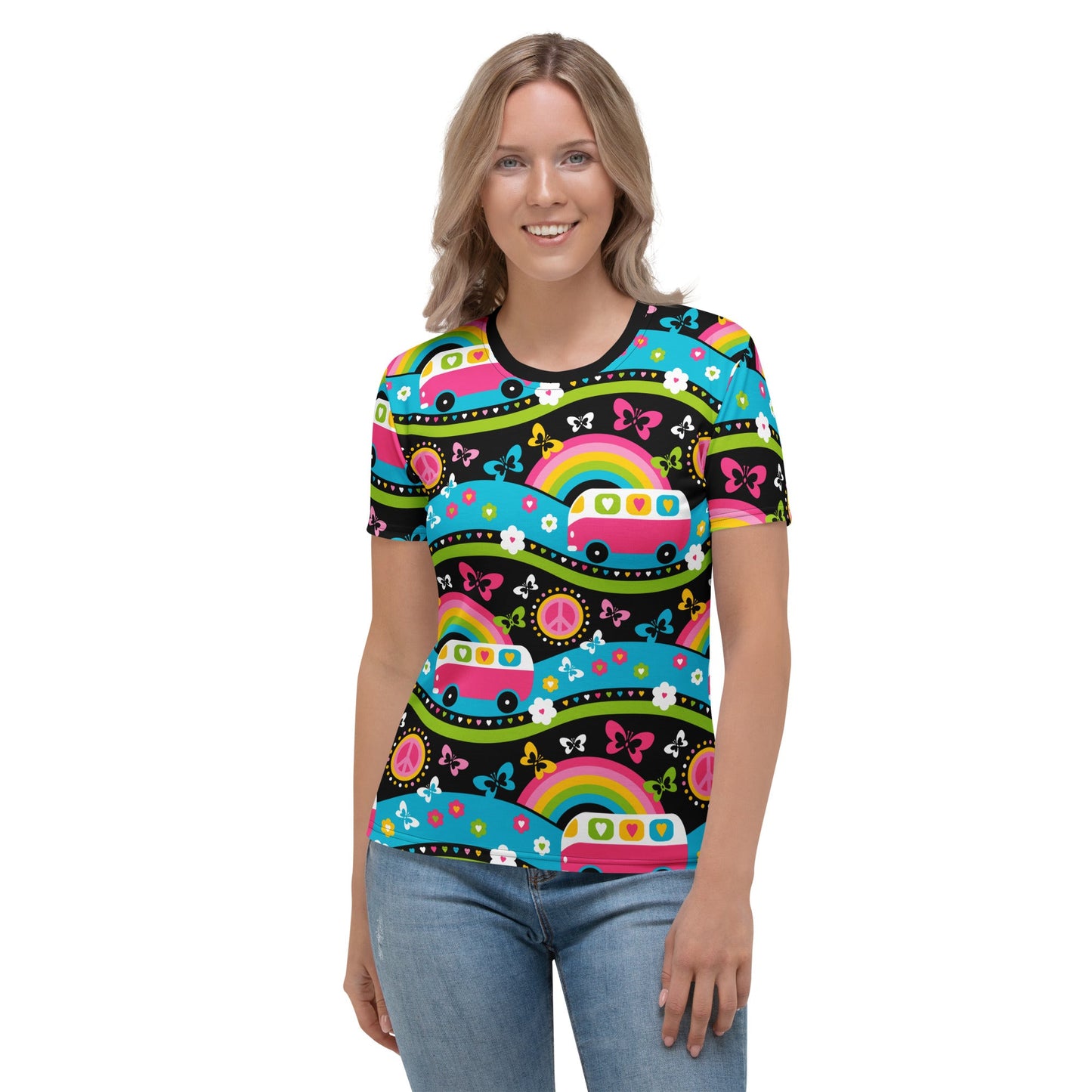 Woman's t-shirt - HIPPIE DAY sweet - Colorful hippie print
