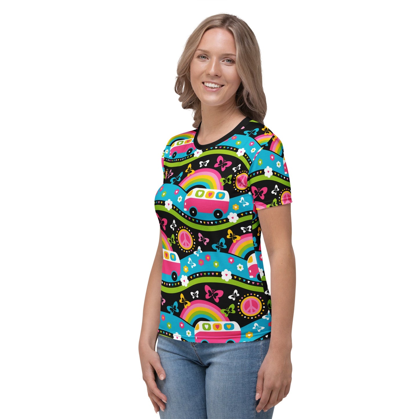 Woman's t-shirt - HIPPIE DAY sweet - Colorful hippie print
