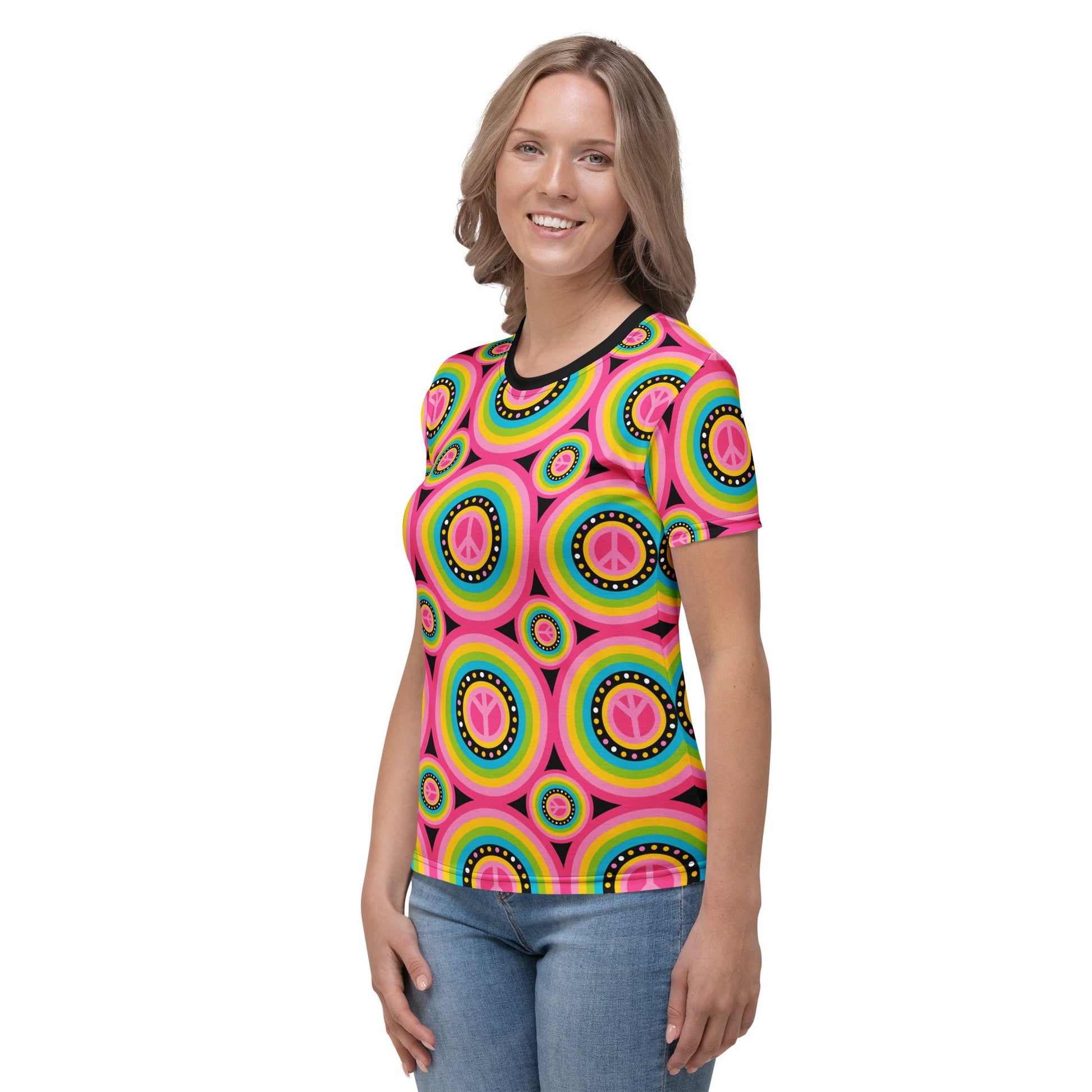 Woman's t-shirt - HIPPIE HURRAY sweet - Hippie Symbols & colorful circles
