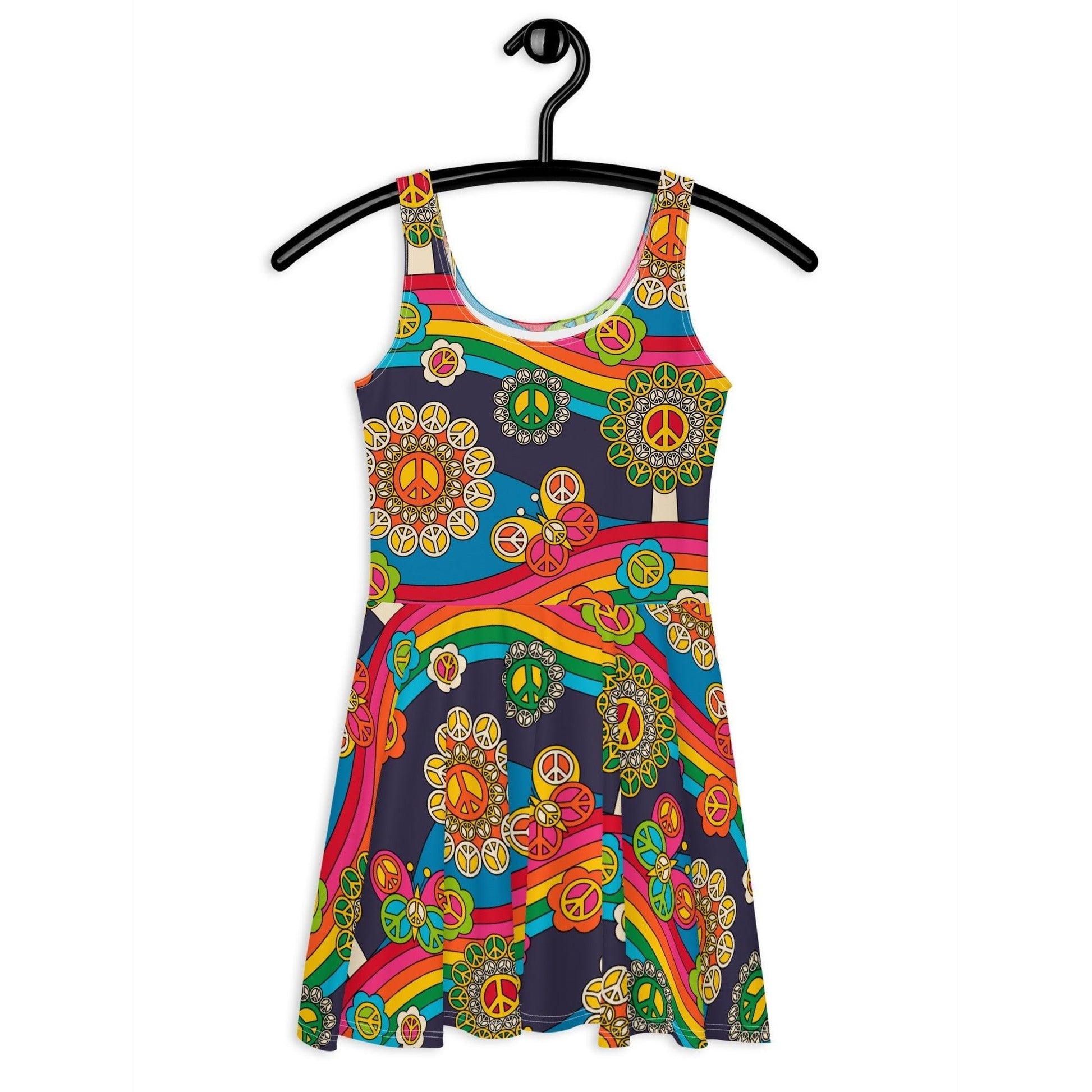 Skater dress - HIPPIE PARK - Hippie symbols, rainbows & butterflies 3XL