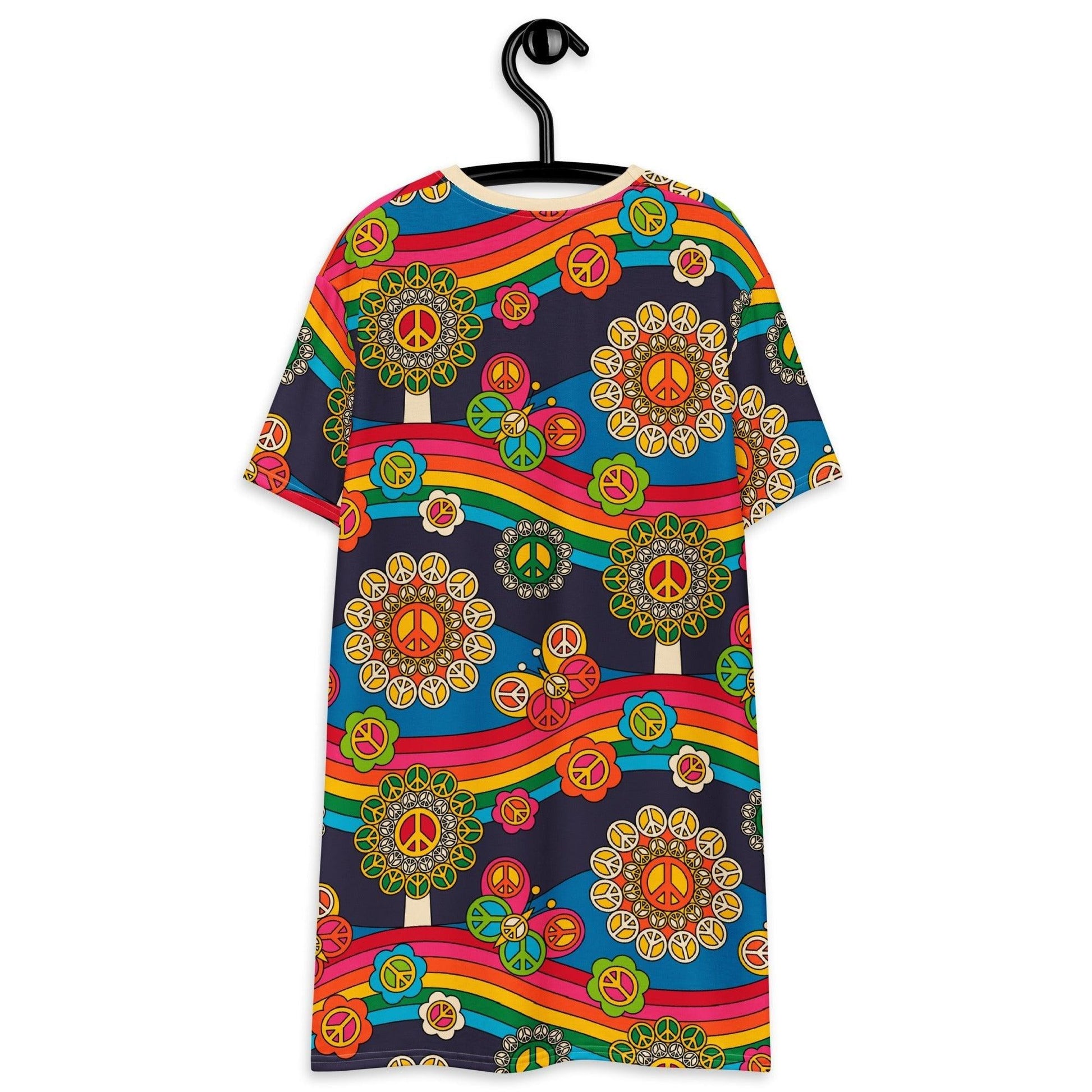 T-shirt dress - HIPPIE PARK - Hippie symbols, rainbows & butterflies
