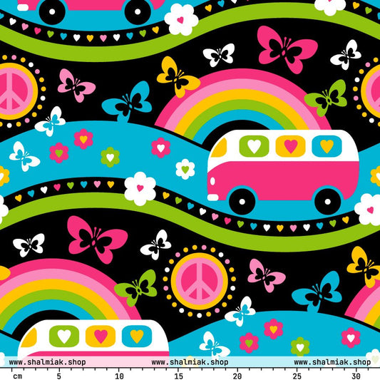 Fabric - HIPPIE DAY sweet - Colorful hippie print