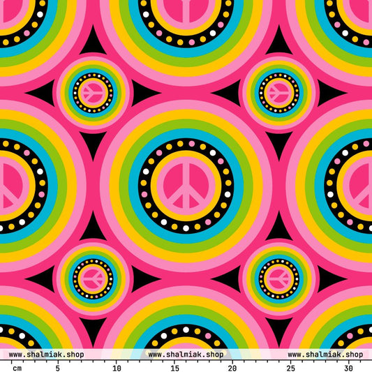 Fabric - HIPPIE HURRAY sweet - Hippie Symbols & colorful circles