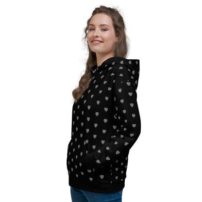 Hoodie - SMALL HEARTS grey - Small hearts print
