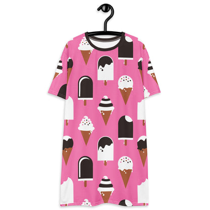 T-shirt dress - JÄDE pink - Happy ice cream print 6XL