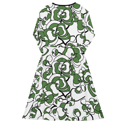 Midi dress - JUBILEE simply green - Groovy bloom print