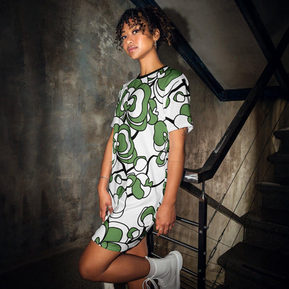 T-shirt dress - JUBILEE simply green - Groovy bloom print