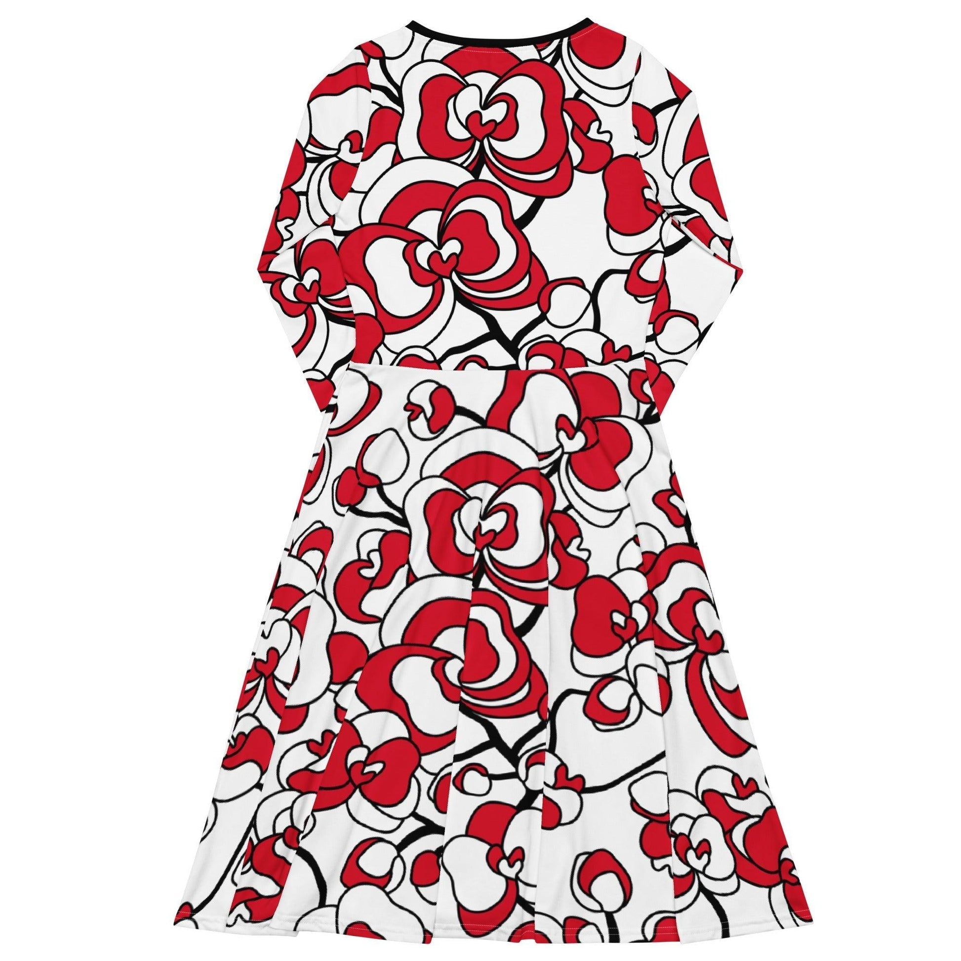 Midi dress - JUBILEE simply red - Groovy bloom print