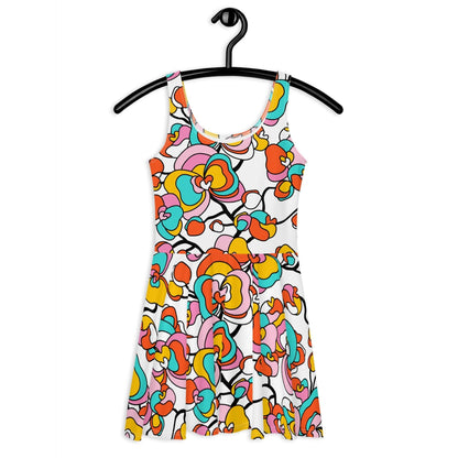 Skater dress - JUBILEE white - Groovy bloom print 3XL
