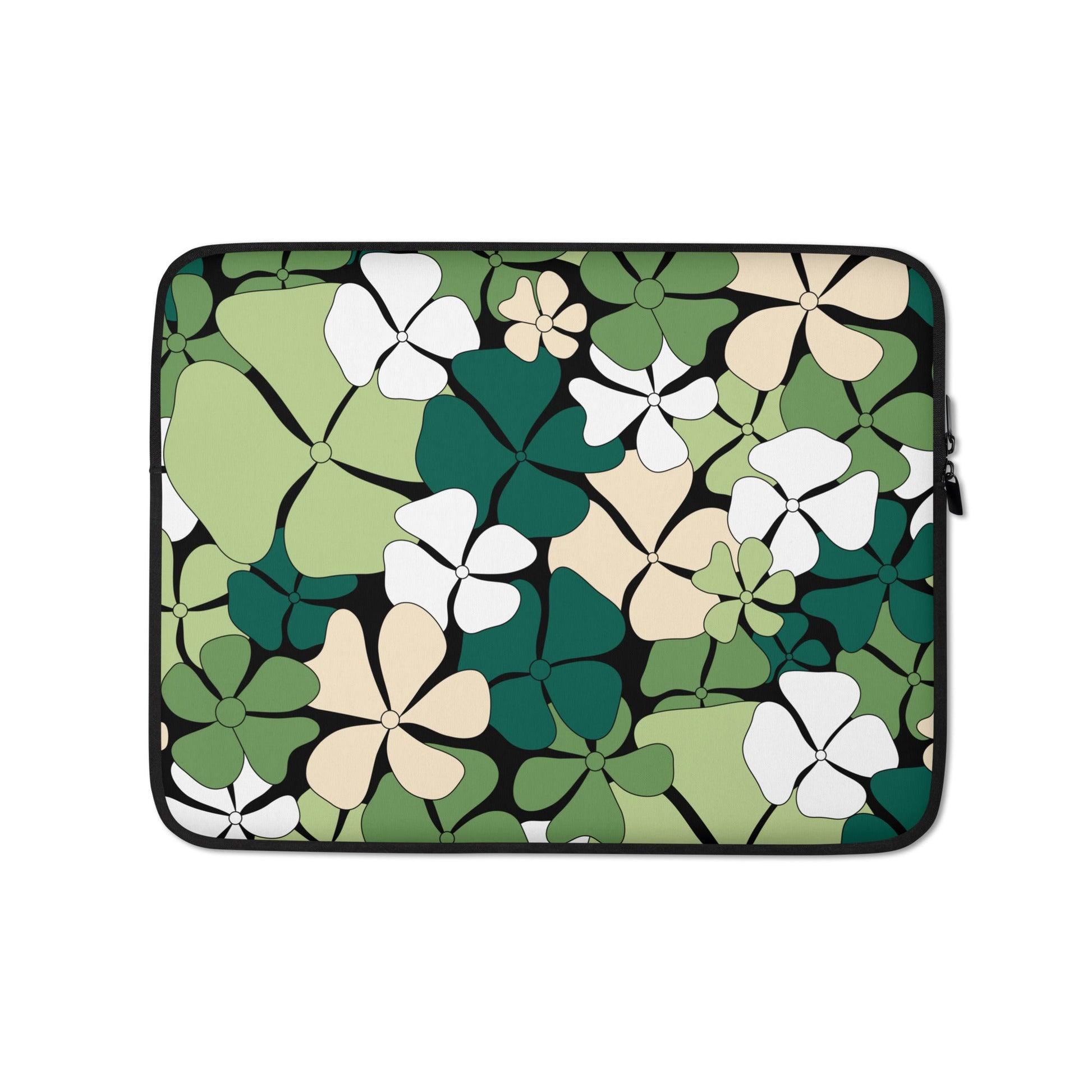 Laptop sleeve - ADELIE green - Wild floral print 13″
