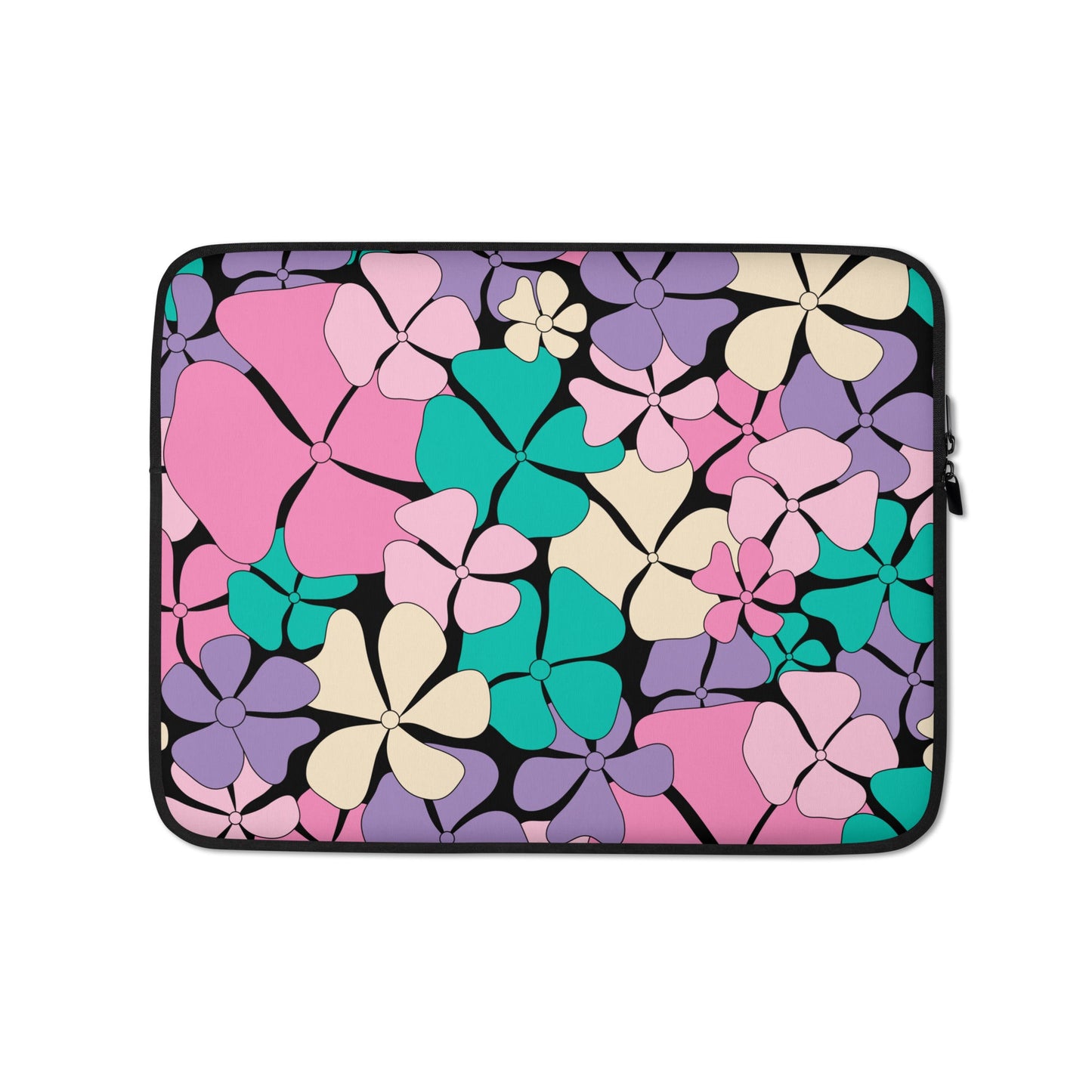 Laptop sleeve - ADELIE pink mint - Wild floral print 13″