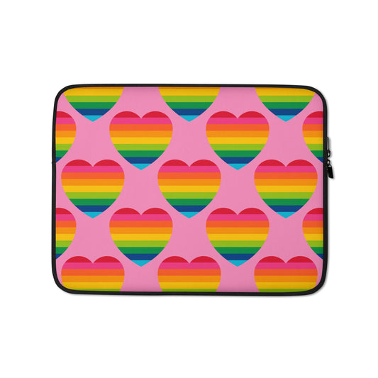 Laptop Sleeve - ELLIE LOVE rainbow pink - Bold Heart Print