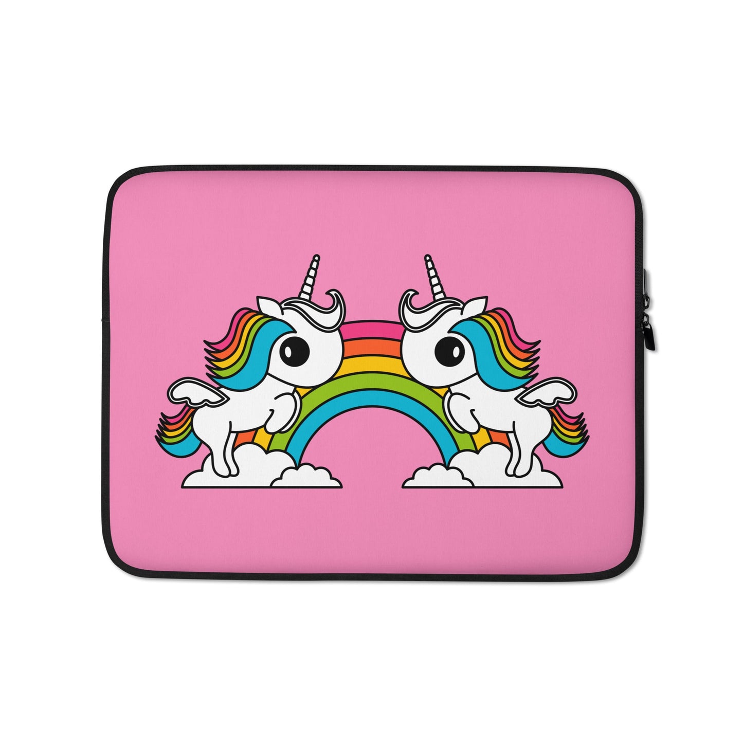 Laptop sleeve - UNIQUE pink - Unicorns and rainbows print 13″