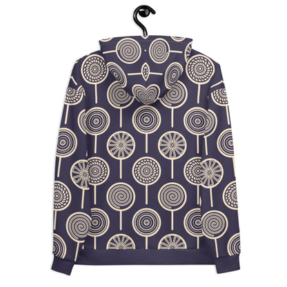 Hoodie - LOLLY dark blue - Retro lollipop print