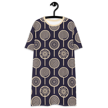 T-shirt dress - LOLLY dark blue - Retro lollipop print 6XL